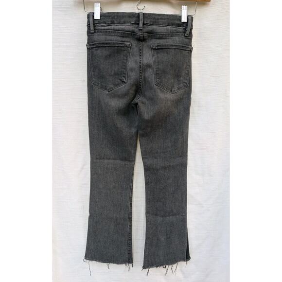 Frame Denim Women's Le Crop Mini Boot Jeans Sz 25 Raw Hem Charcoal Black - Picture 4 of 6